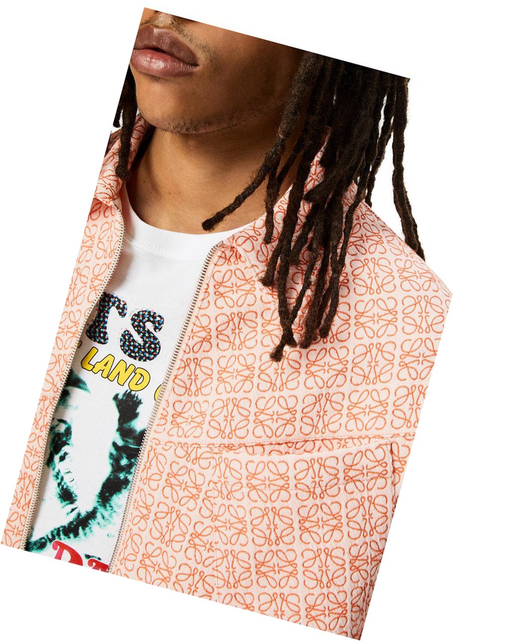 Loewe Anagram jacquard zip jacket in cotton Blanche Orange | 4103RQBUH