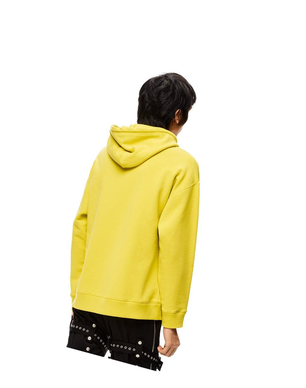 Loewe Anagram leather patch hoodie in cotton Jaune | 0431QFBKI