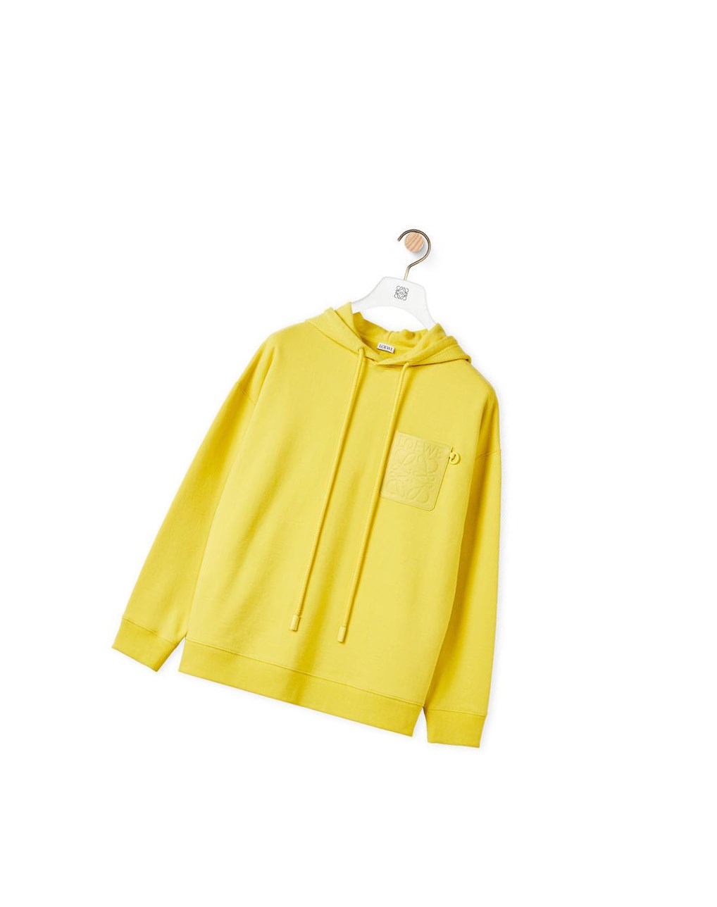 Loewe Anagram leather patch hoodie in cotton Jaune | 0431QFBKI