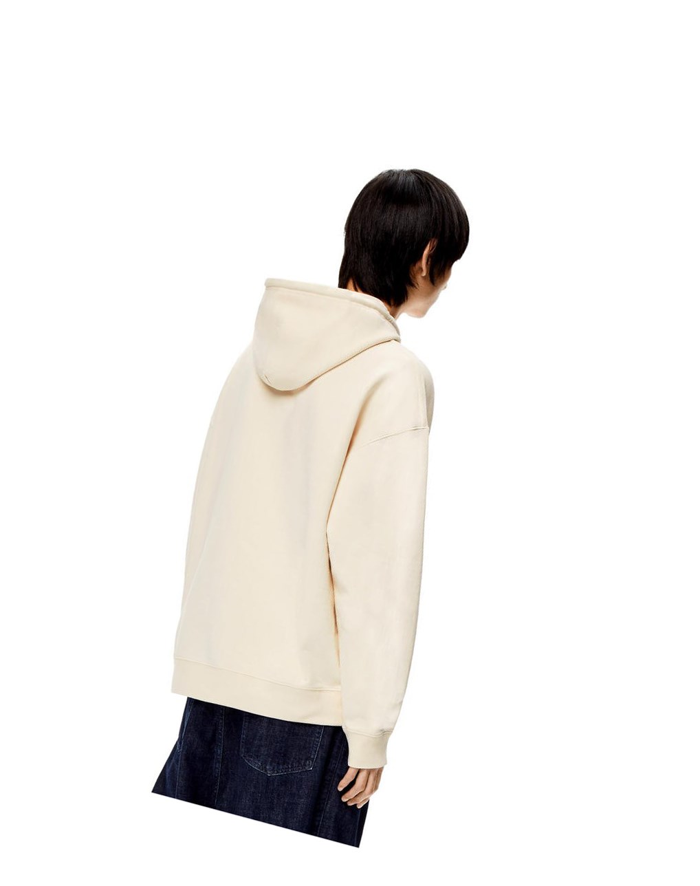 Loewe Anagram leather patch hoodie in cotton Blanche | 2413EJQIM