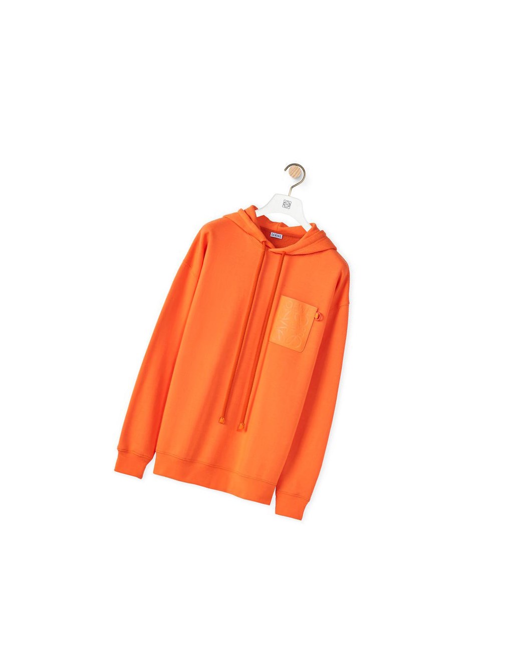 Loewe Anagram leather patch hoodie in cotton Orange | 7062IHRJX