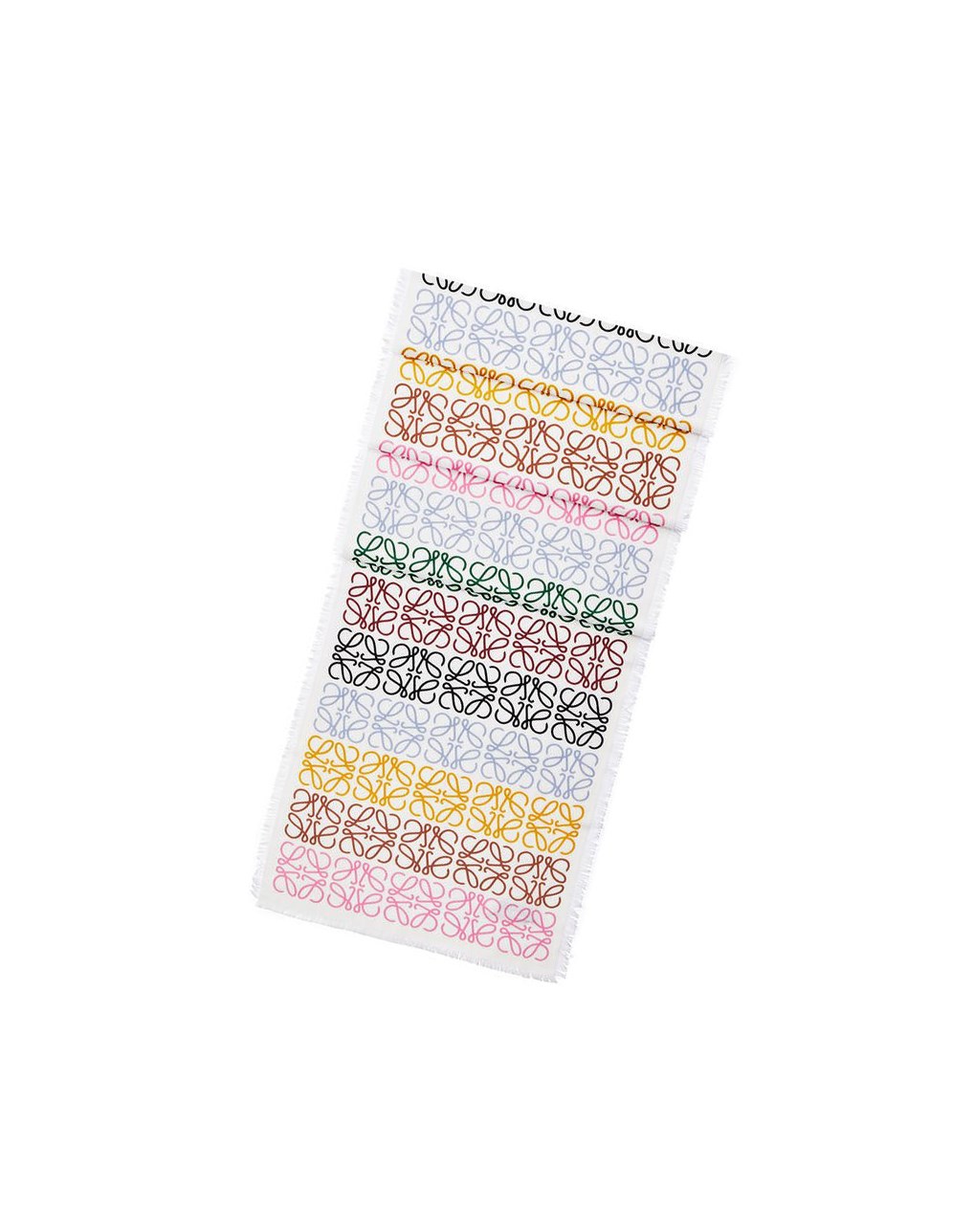 Loewe Anagram lines scarf in wool and cashmere Multicolore Blanche | 6428XERKO