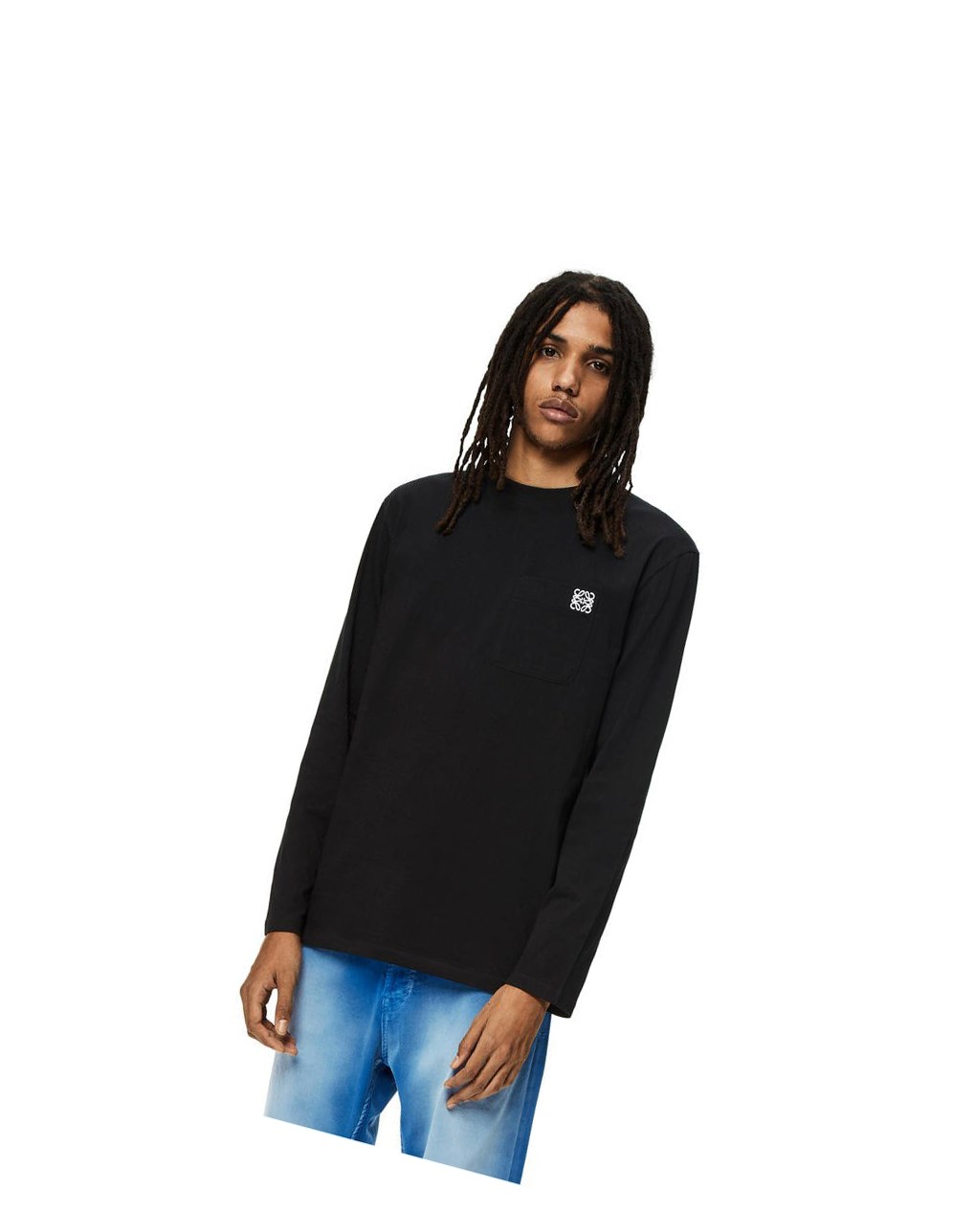 Loewe Anagram long sleeve T-shirt in cotton Noir | 3670TXZUS