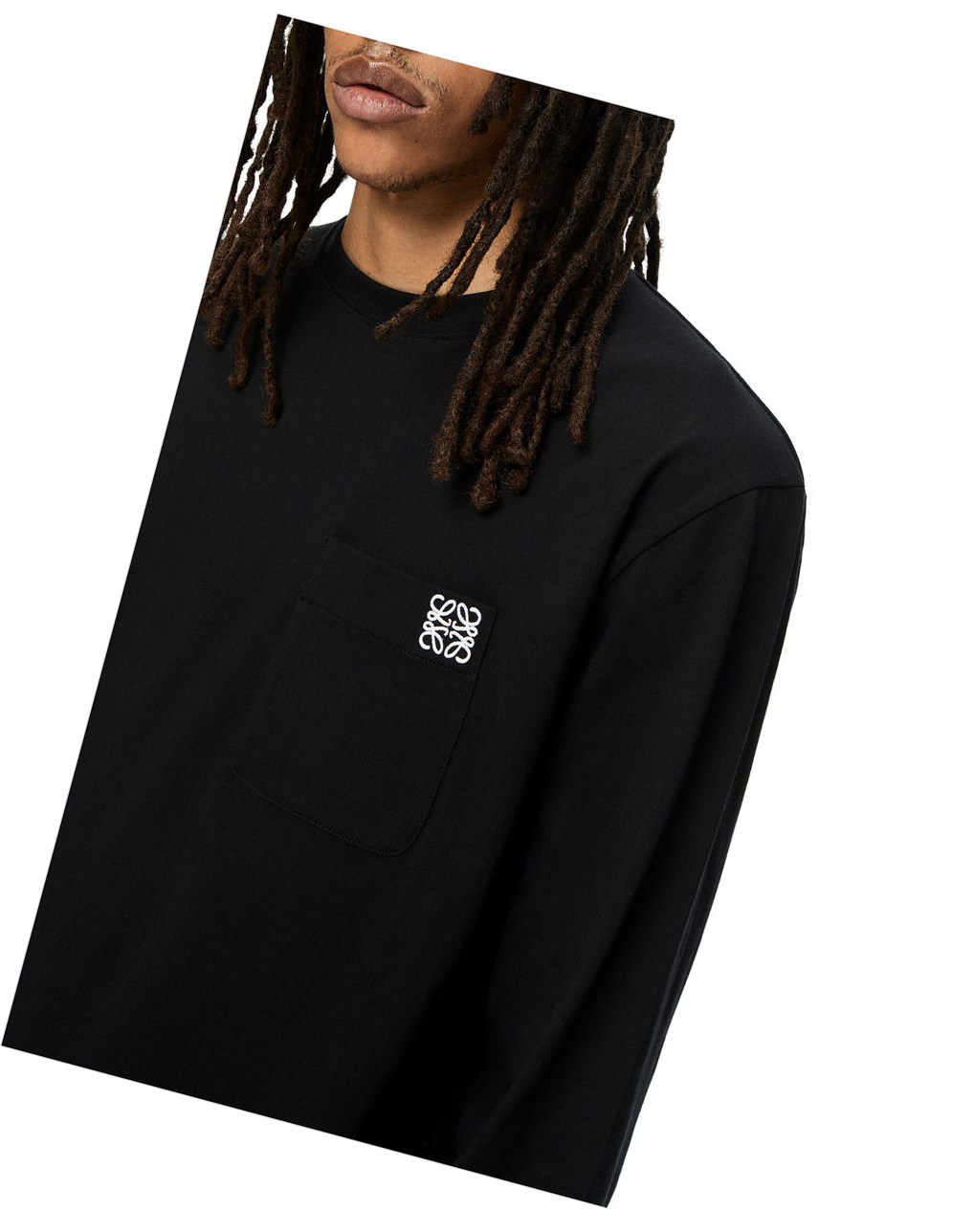 Loewe Anagram long sleeve T-shirt in cotton Noir | 3670TXZUS