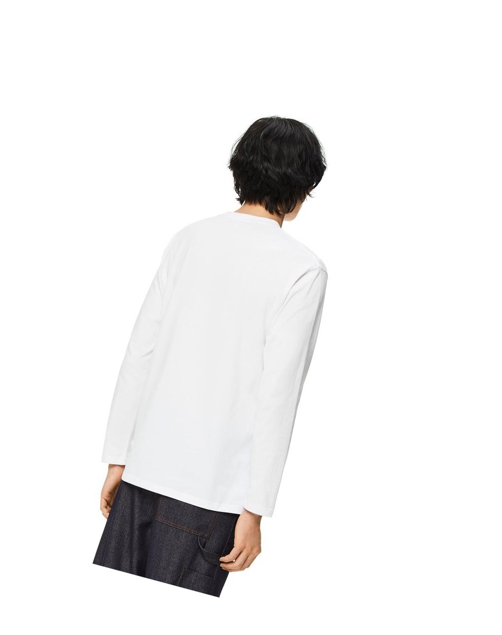 Loewe Anagram long sleeve T-shirt in cotton Blanche | 6105LTGQU