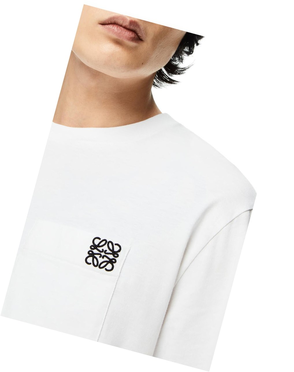 Loewe Anagram long sleeve T-shirt in cotton Blanche | 6105LTGQU