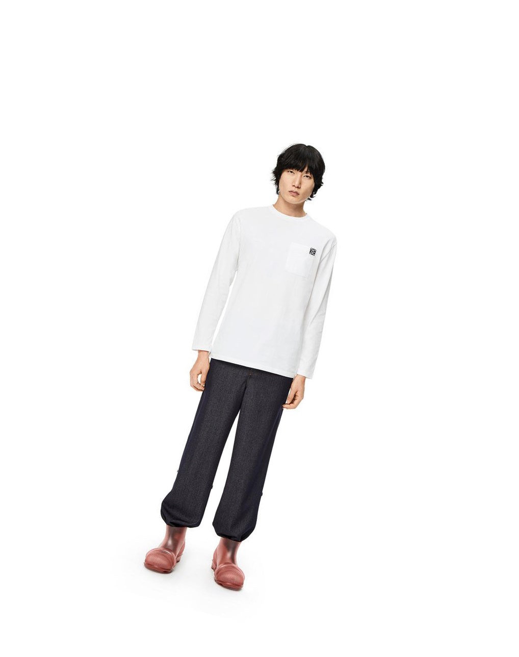 Loewe Anagram long sleeve T-shirt in cotton Blanche | 6105LTGQU