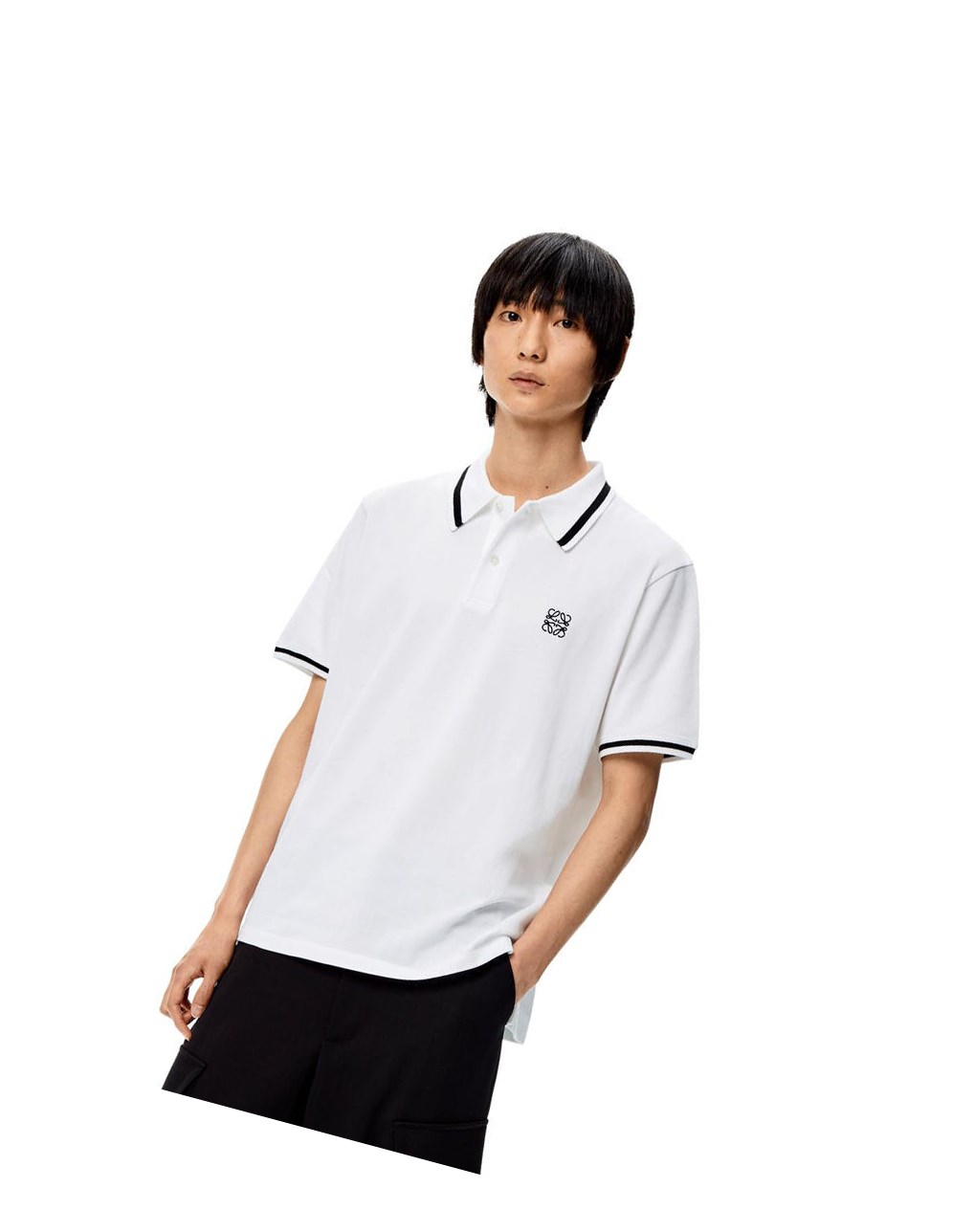 Loewe Anagram polo in cotton Blanche | 8756FNZGL