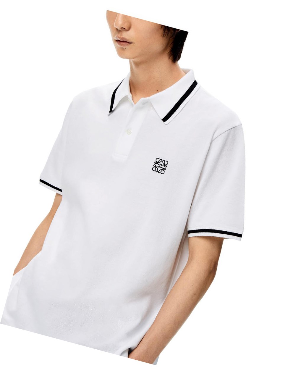 Loewe Anagram polo in cotton Blanche | 8756FNZGL