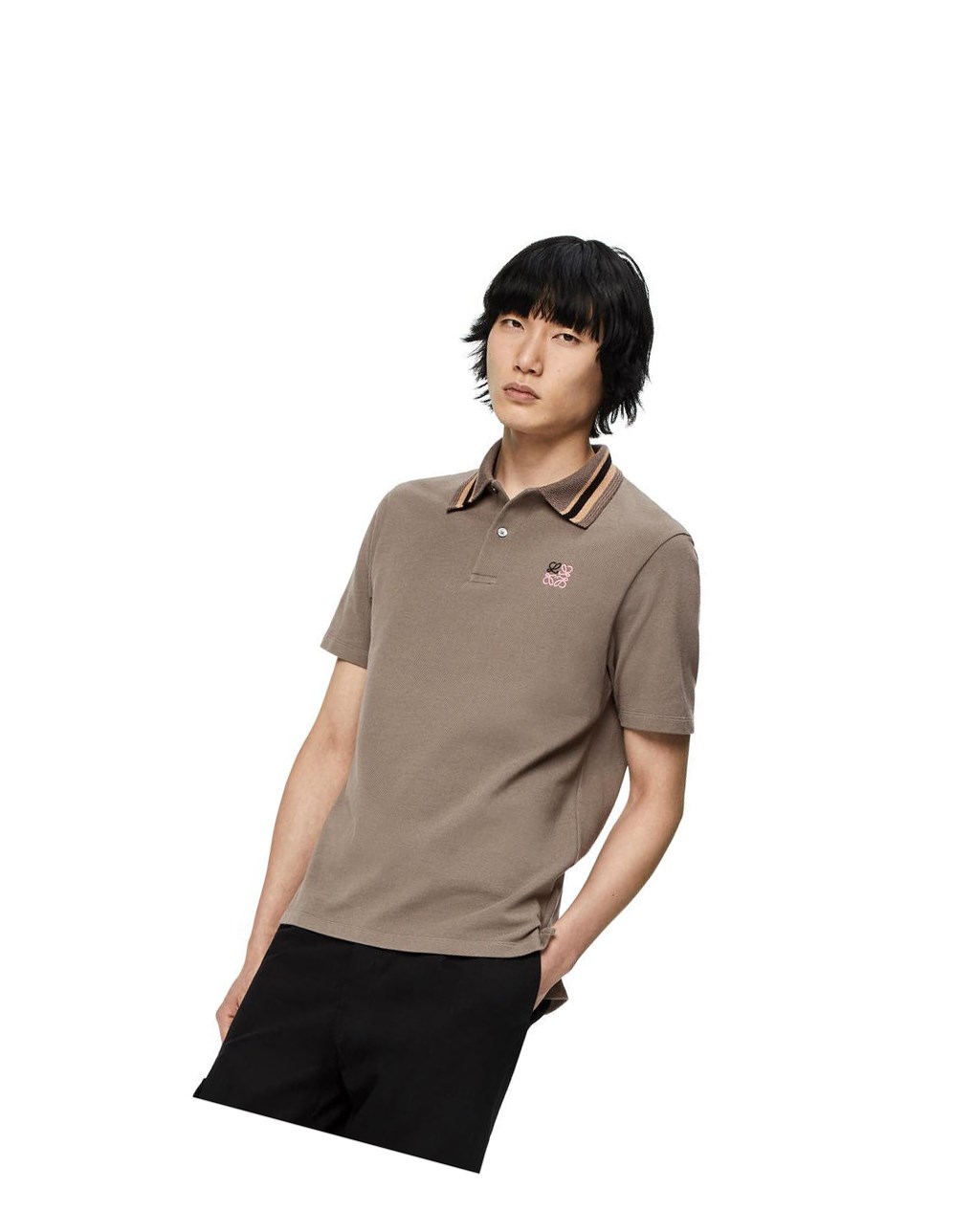 Loewe Anagram polo in cotton Grise | 8549CETQB