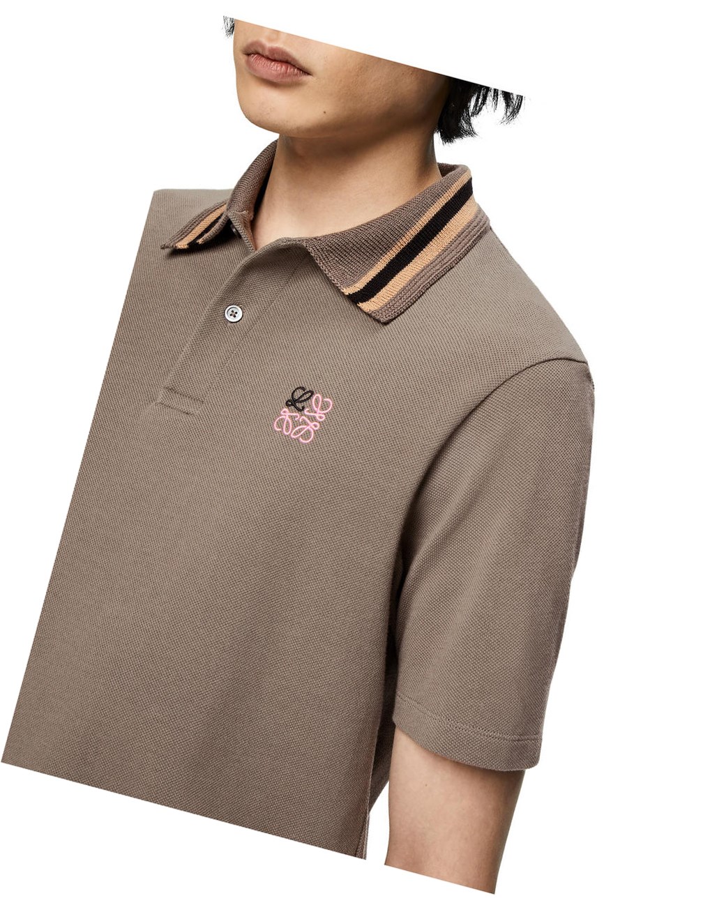 Loewe Anagram polo in cotton Grise | 8549CETQB