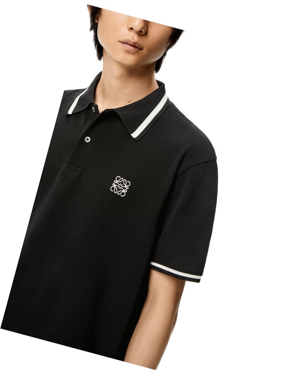 Loewe Anagram polo in cotton Noir | 9172LIVYF