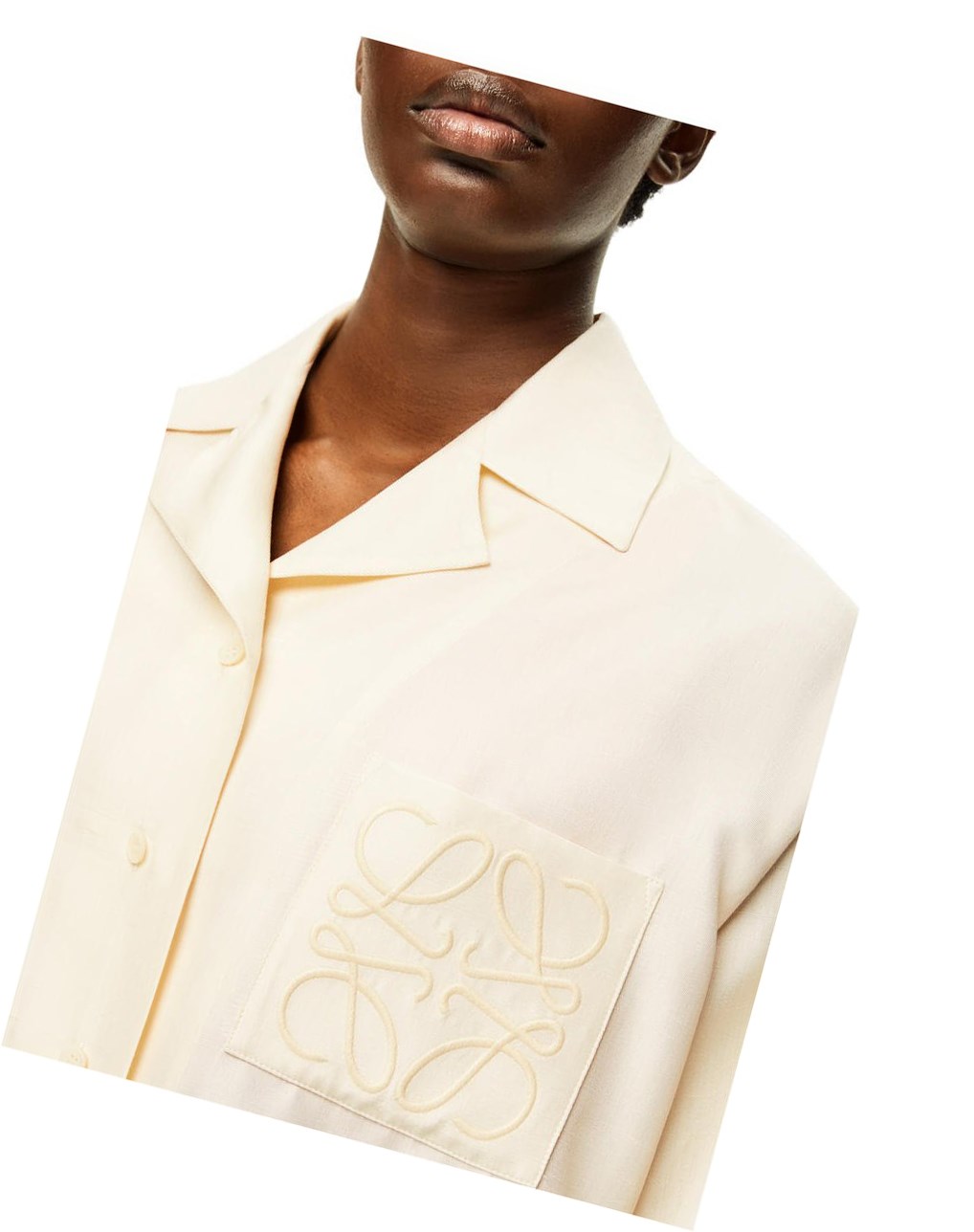 Loewe Anagram pyjama blouse in silk Milk | 2163GLNQR