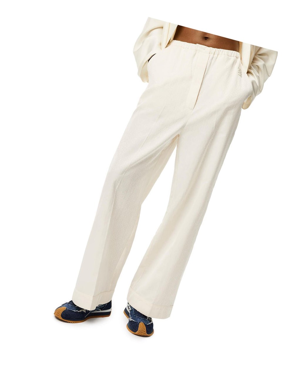 Loewe Anagram pyjama trousers in silk and cotton Ivory | 0986WGVAN