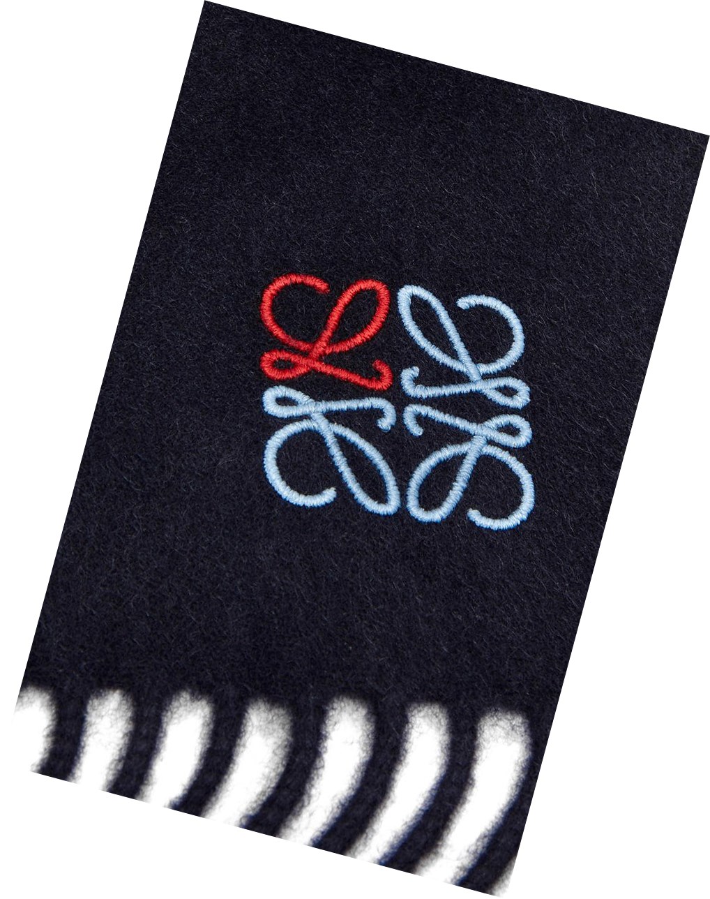 Loewe Anagram scarf in cashmere Bleu Foncé | 1435QPINJ