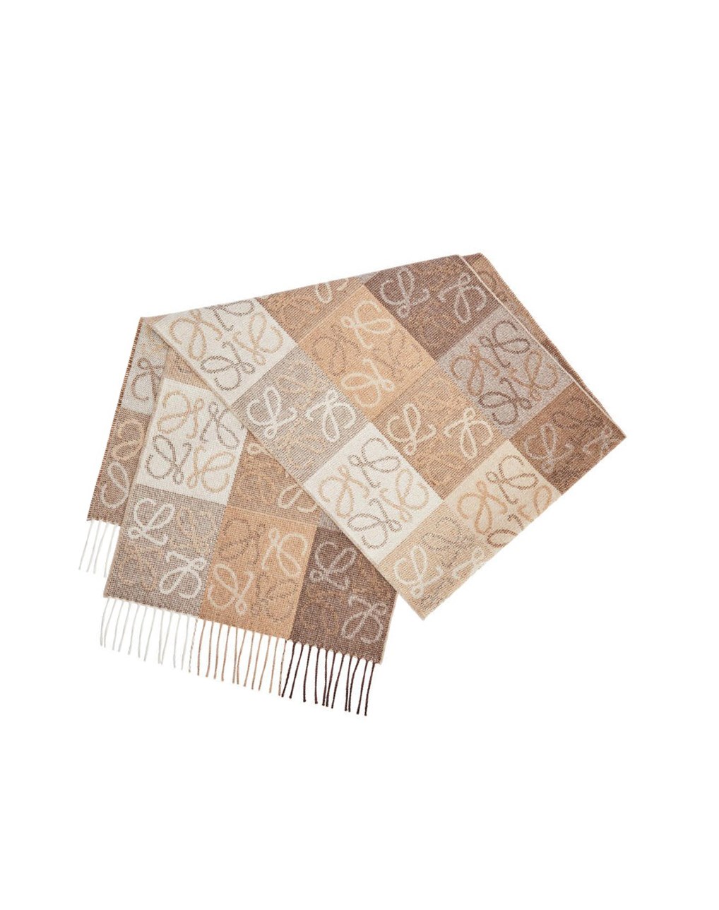 Loewe Anagram scarf in wool and cashmere Blanche Beige | 0289NFGRS