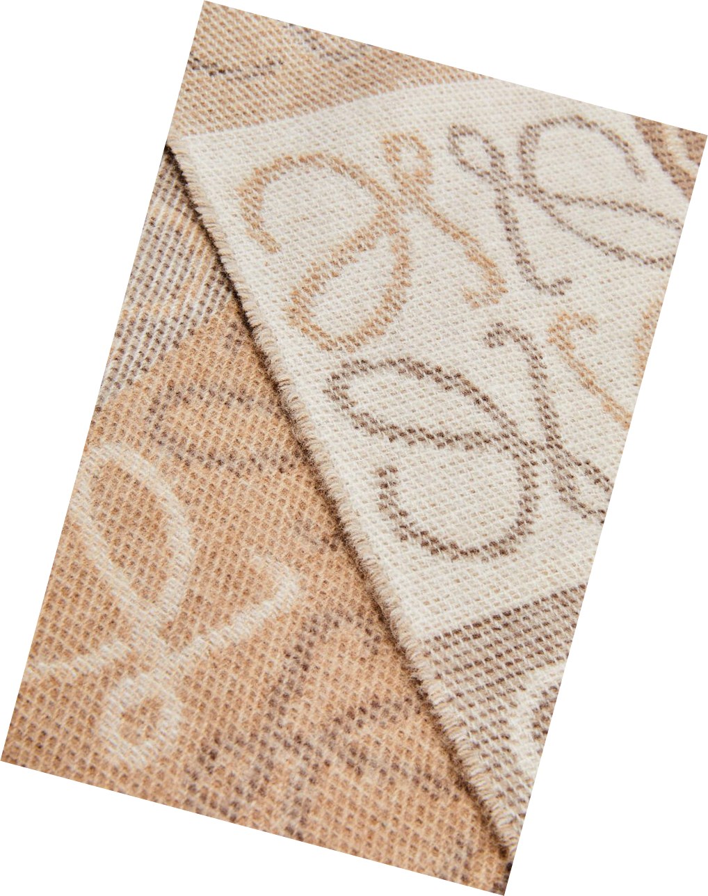 Loewe Anagram scarf in wool and cashmere Blanche Beige | 0289NFGRS