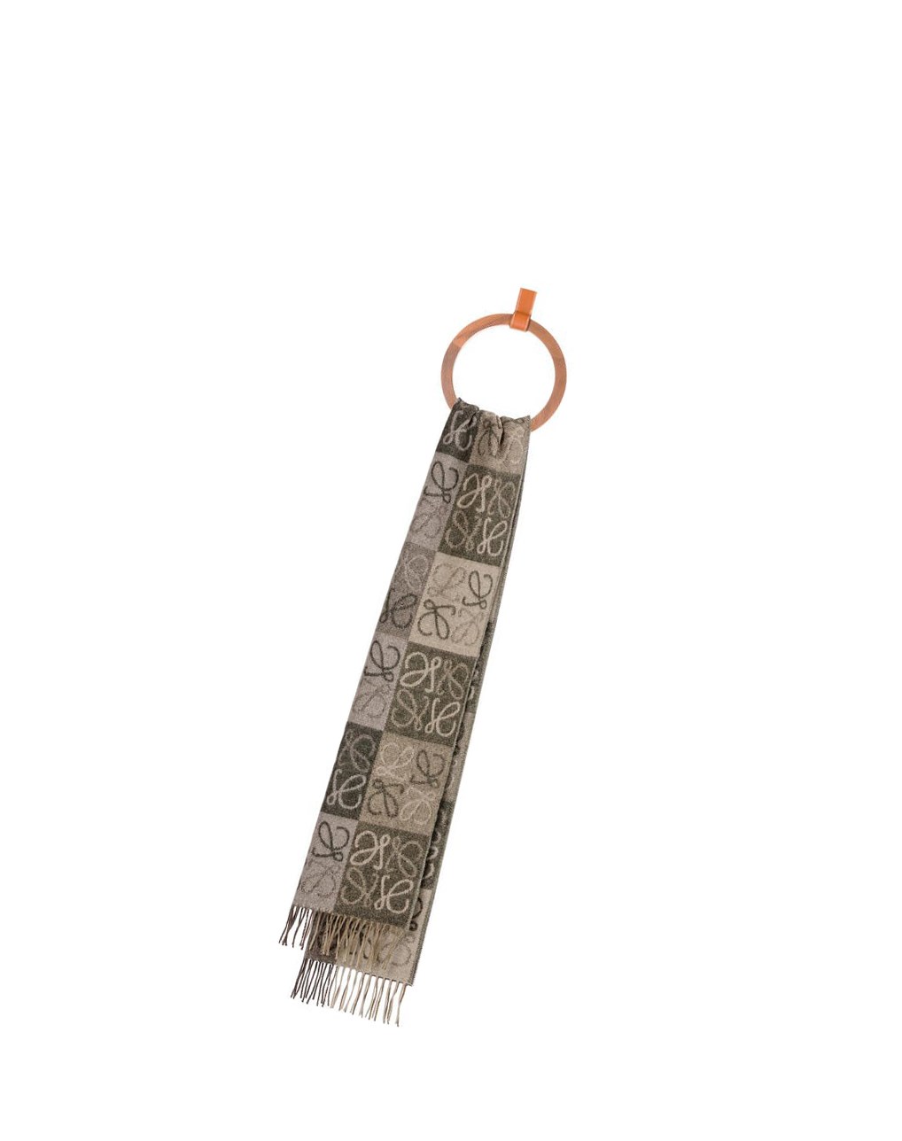 Loewe Anagram scarf in wool and cashmere Beige Kaki Vert | 0412ZBOFL