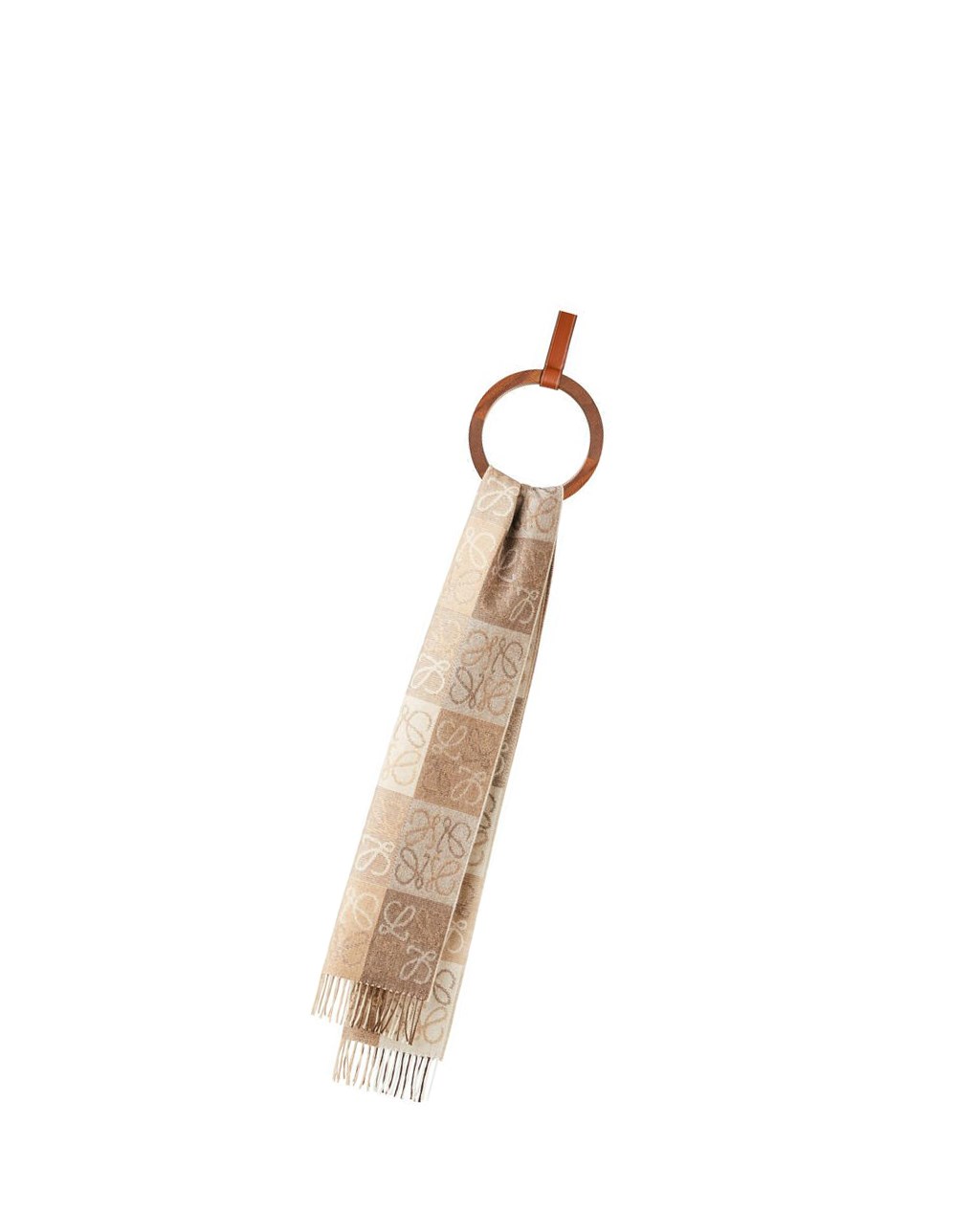 Loewe Anagram scarf in wool and cashmere Blanche Beige | 3416KCAYX