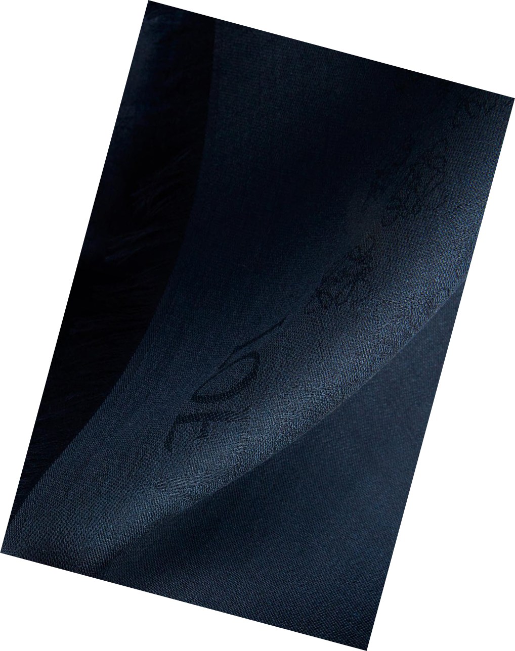 Loewe Anagram scarf in wool and silk Bleu Foncé | 4189NJUFM