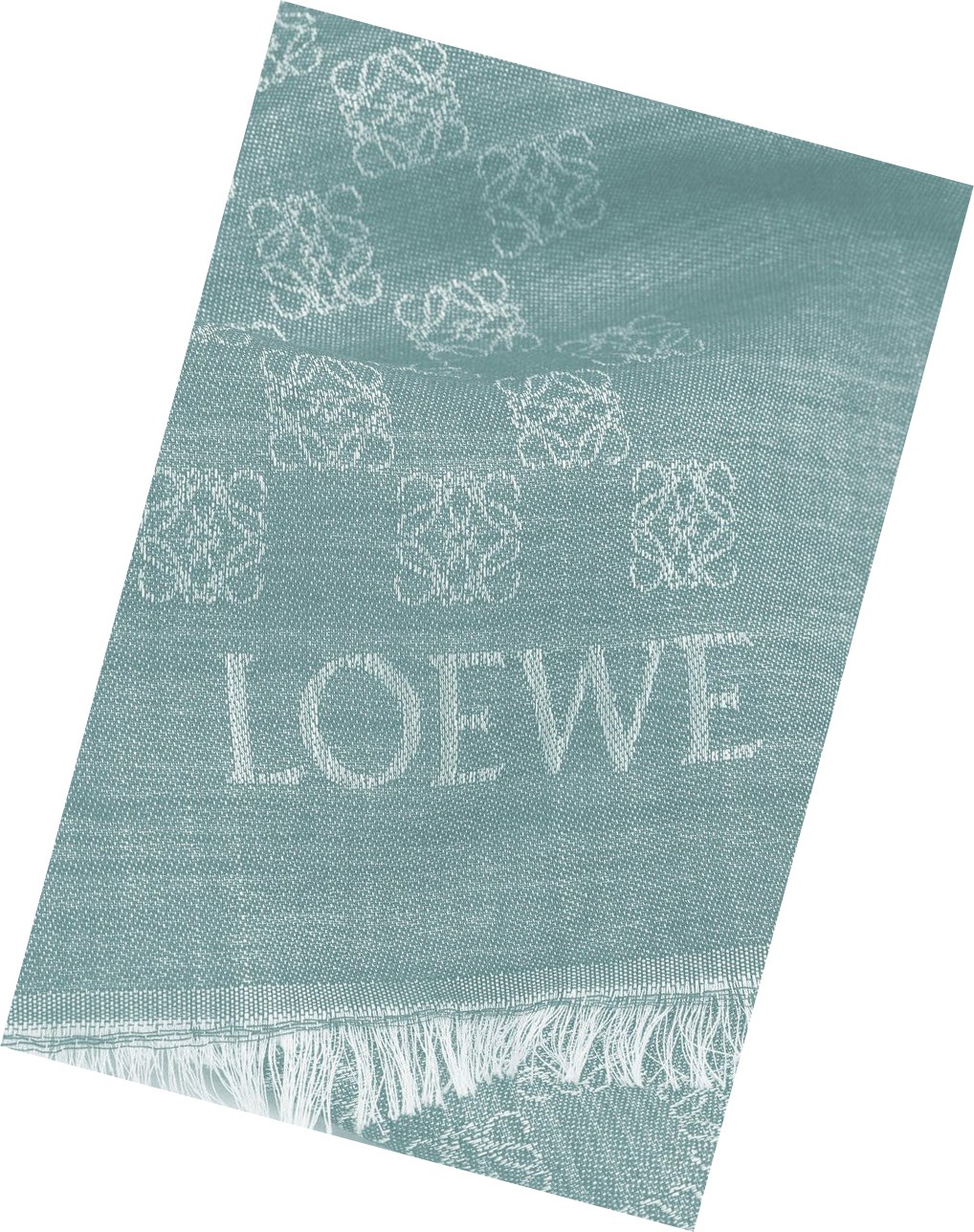 Loewe Anagram scarf in wool and silk Grise Bleu | 3920KRPBA