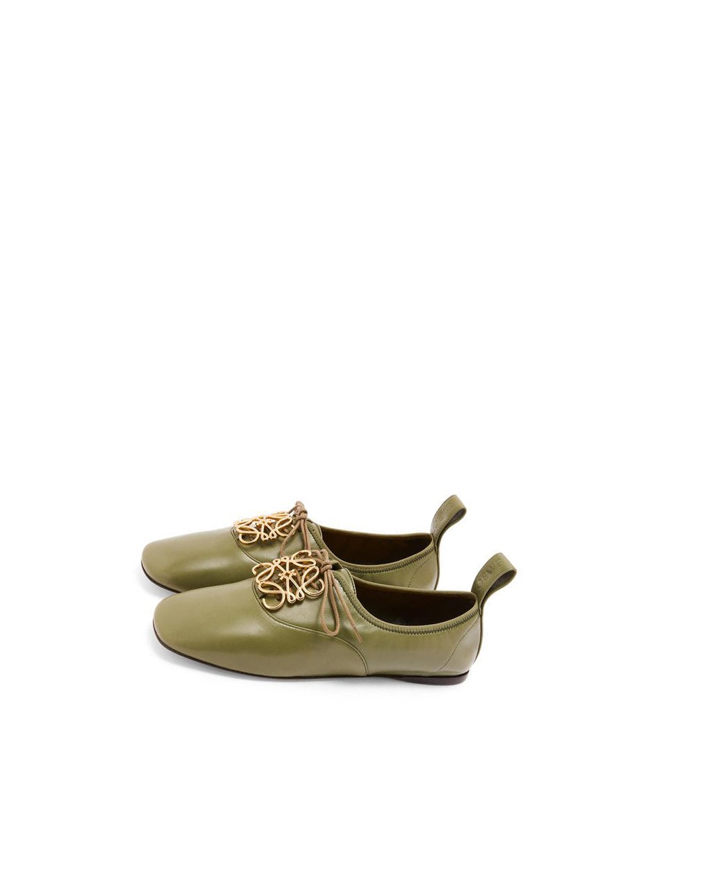 Loewe Anagram soft derby in lambskin Vert Olive Vert | 5380EBNPL