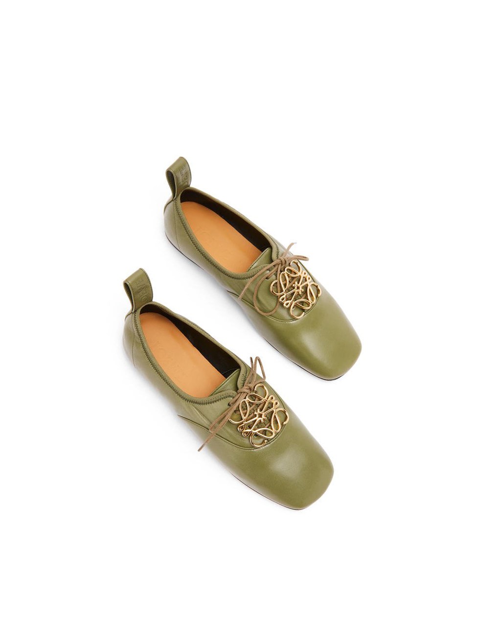 Loewe Anagram soft derby in lambskin Vert Olive Vert | 5380EBNPL