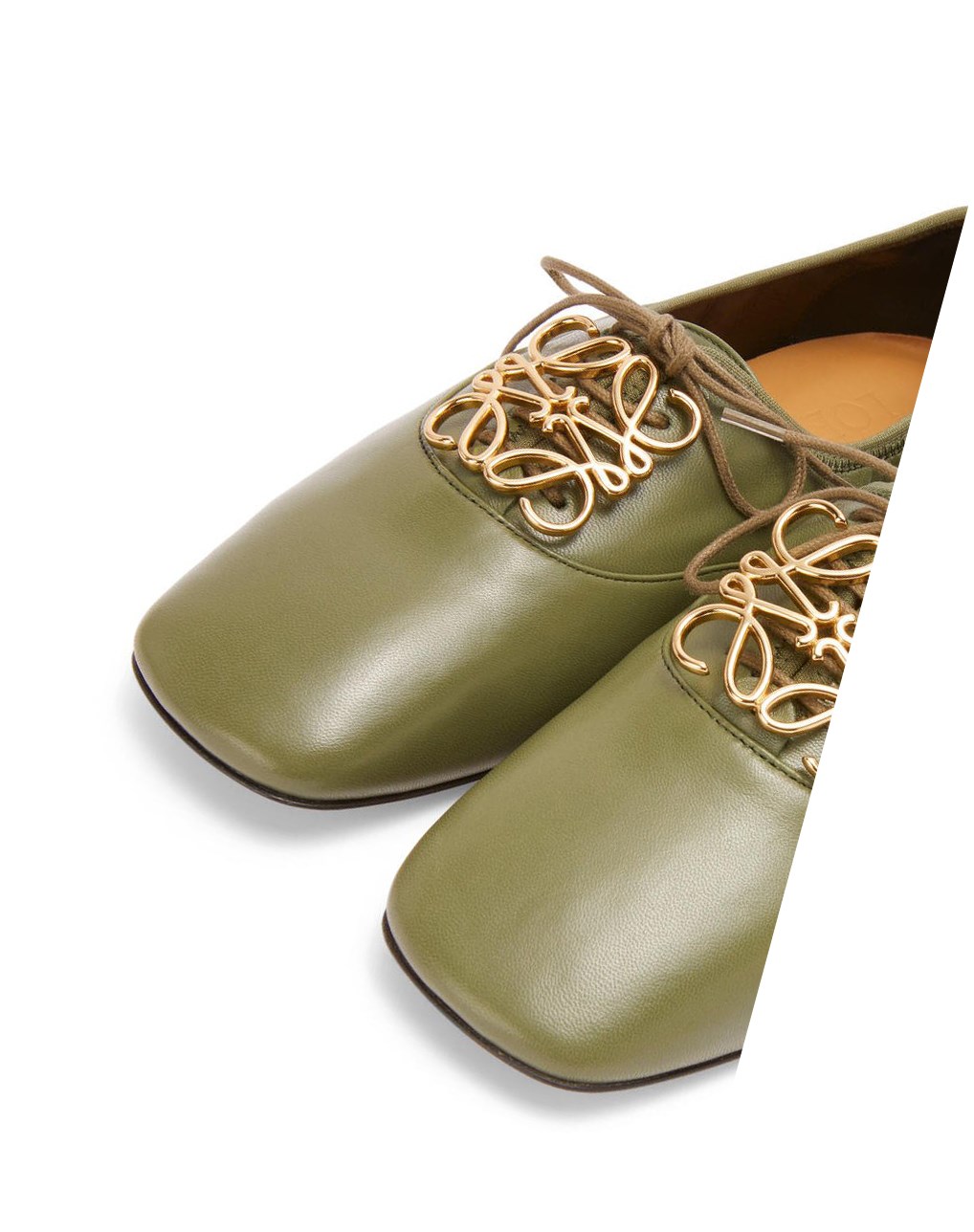 Loewe Anagram soft derby in lambskin Vert Olive Vert | 5380EBNPL