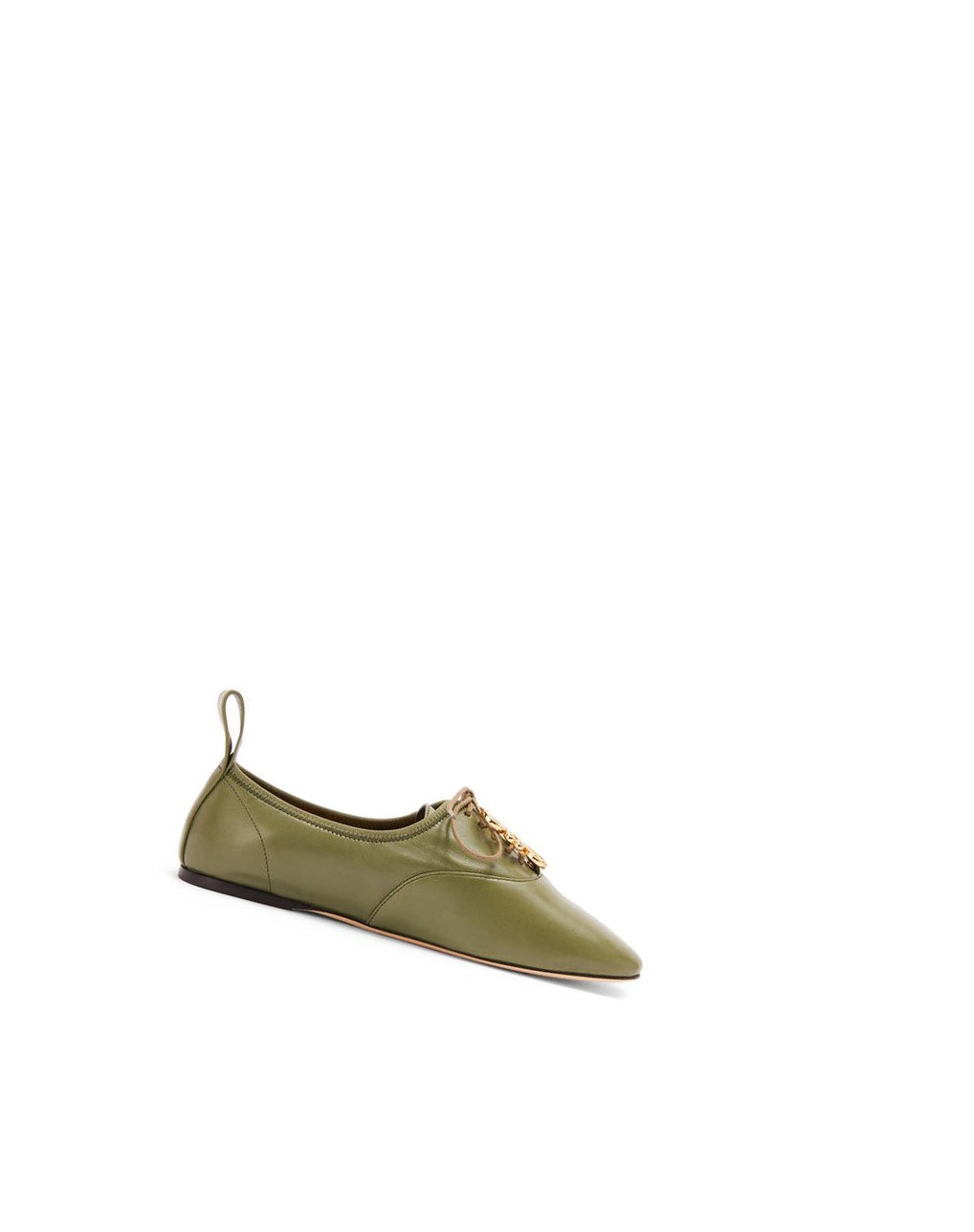 Loewe Anagram soft derby in lambskin Vert Olive Vert | 5380EBNPL