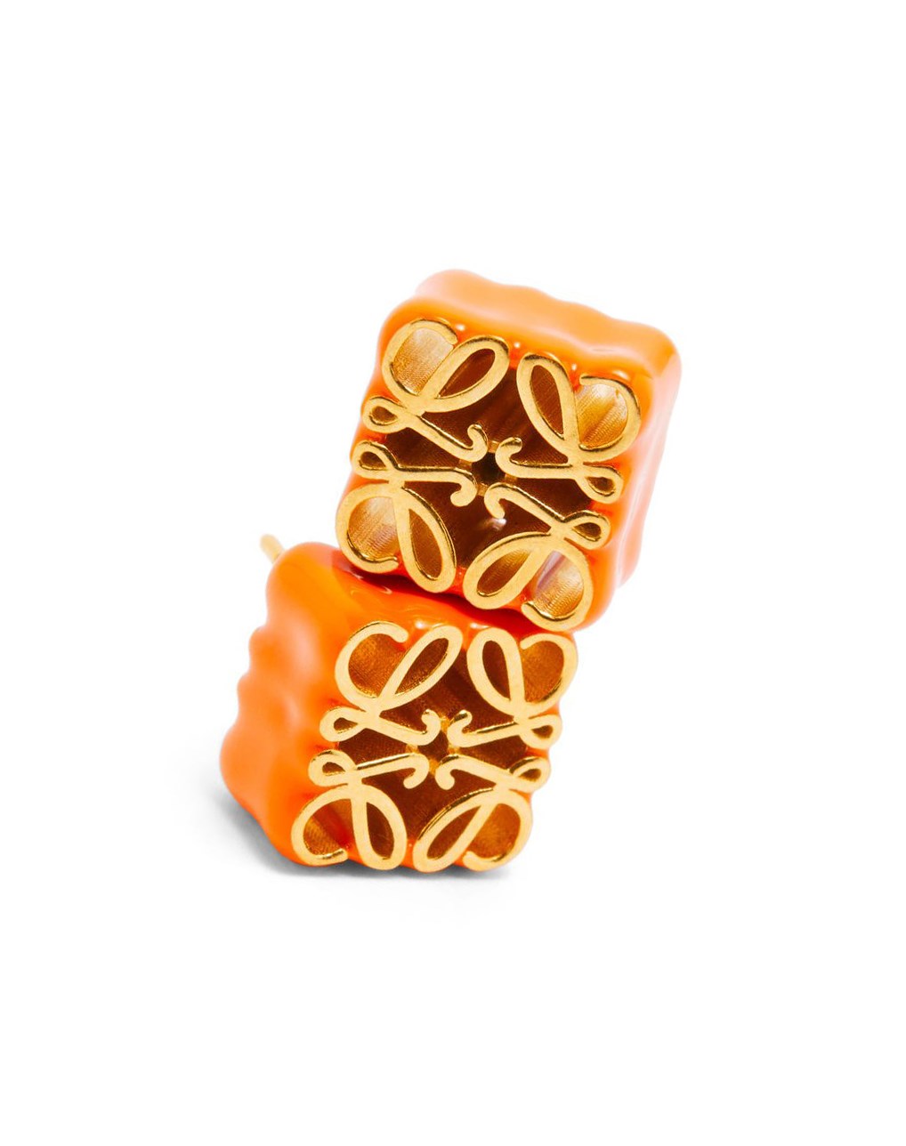 Loewe Anagram stud earrings in sterling silver and enamel Orange | 6807IMNUO