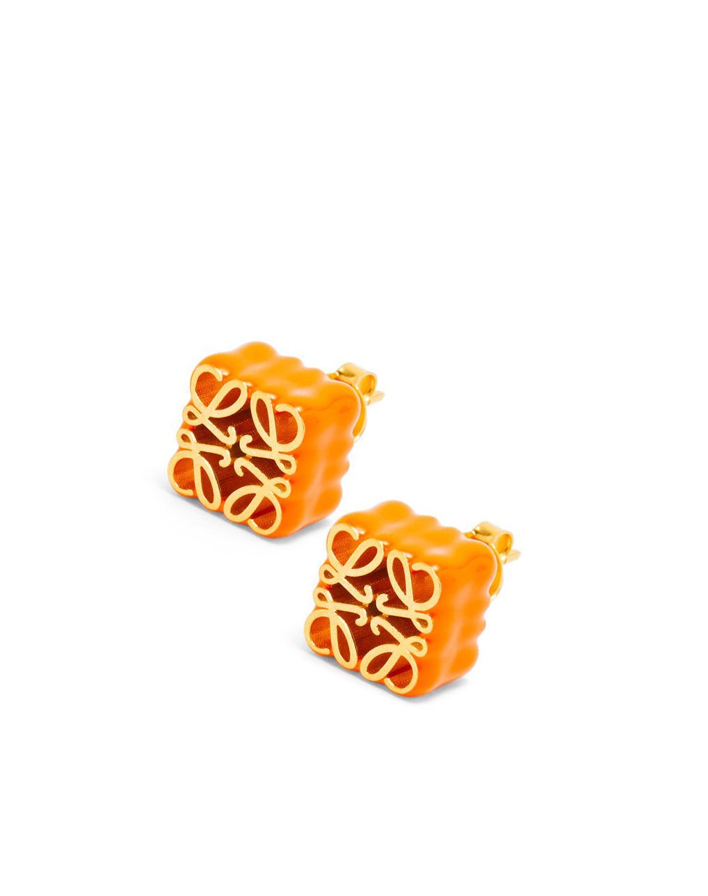 Loewe Anagram stud earrings in sterling silver and enamel Orange | 6807IMNUO