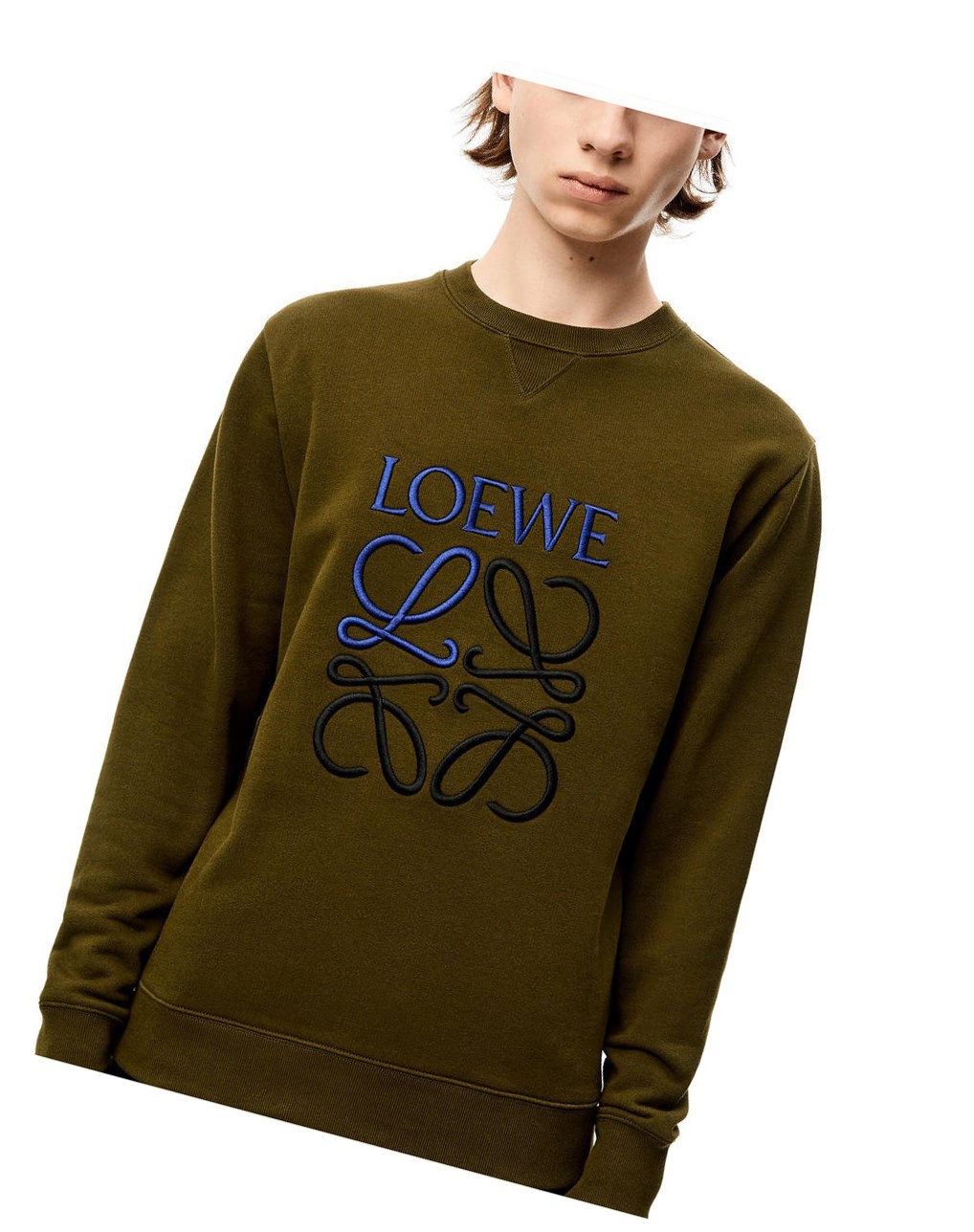 Loewe Anagram sweatshirt in cotton Kaki Foncé Vert | 4685GSEQA