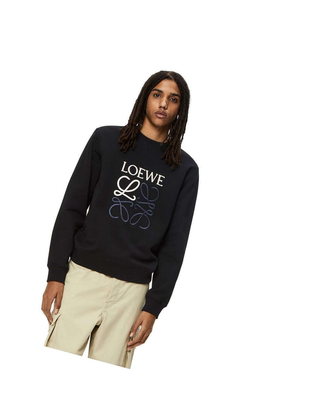 Loewe Anagram sweatshirt in cotton Noir | 9405NHEIQ