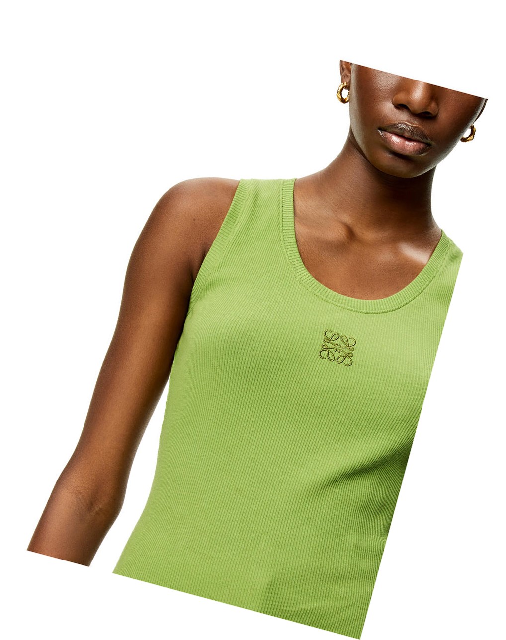 Loewe Anagram tank top in cotton Vert | 5473RUGZX