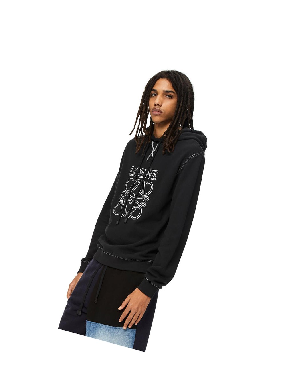 Loewe Anagram tonal hoodie in cotton Noir | 4082XSHNA