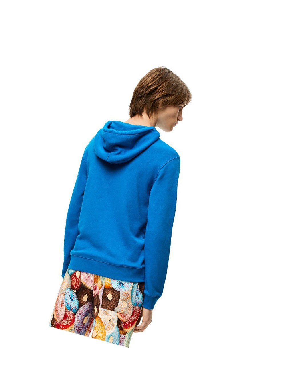 Loewe Anagram tonal hoodie in cotton Turquoise Foncé | 0519AHKXS