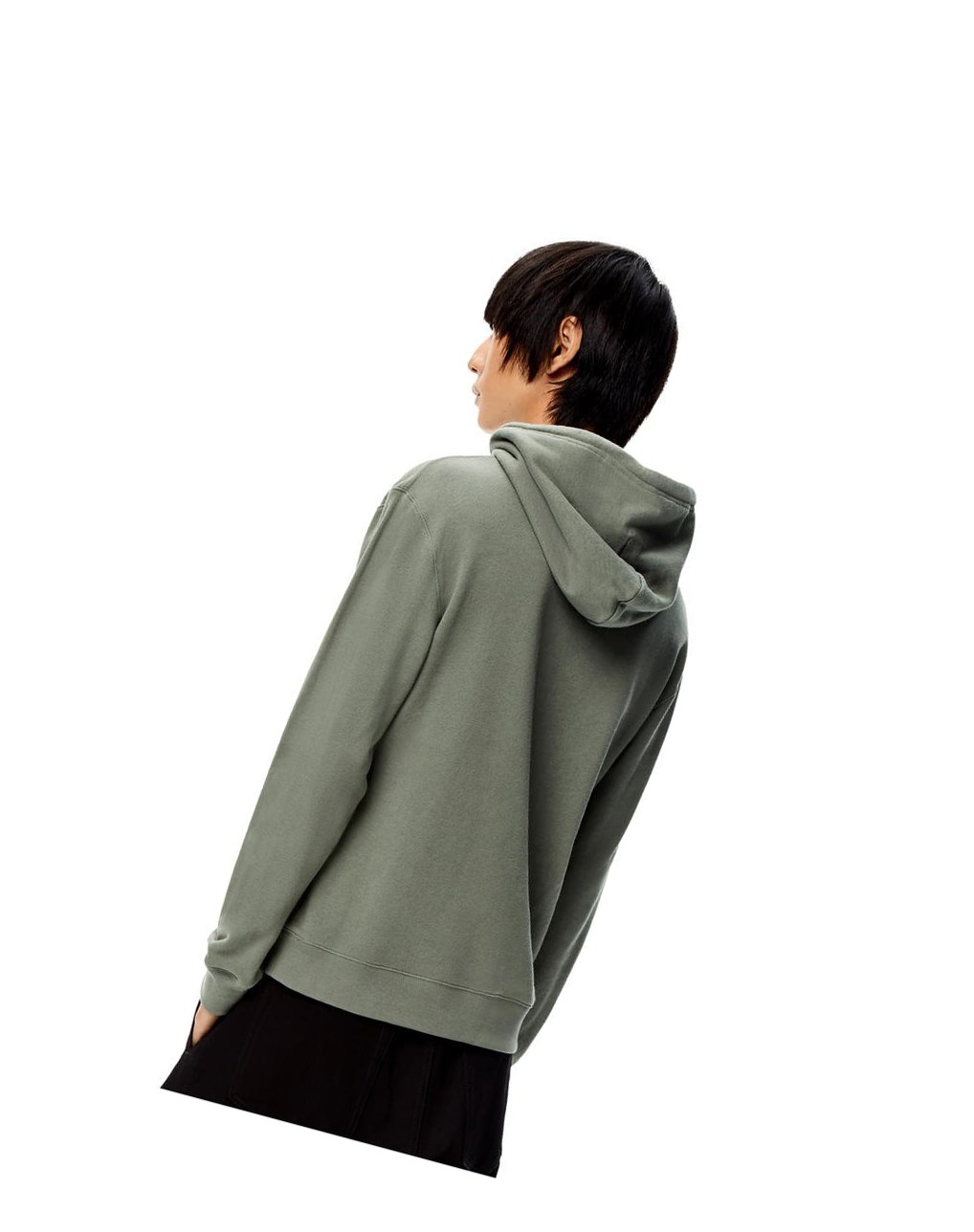 Loewe Anagram tonal hoodie in cotton Vert | 0218SEYMR