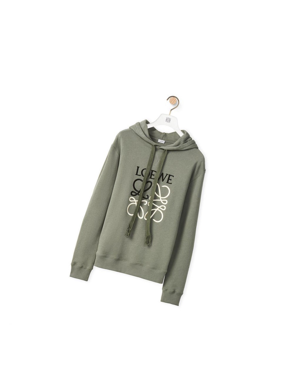 Loewe Anagram tonal hoodie in cotton Vert | 0218SEYMR