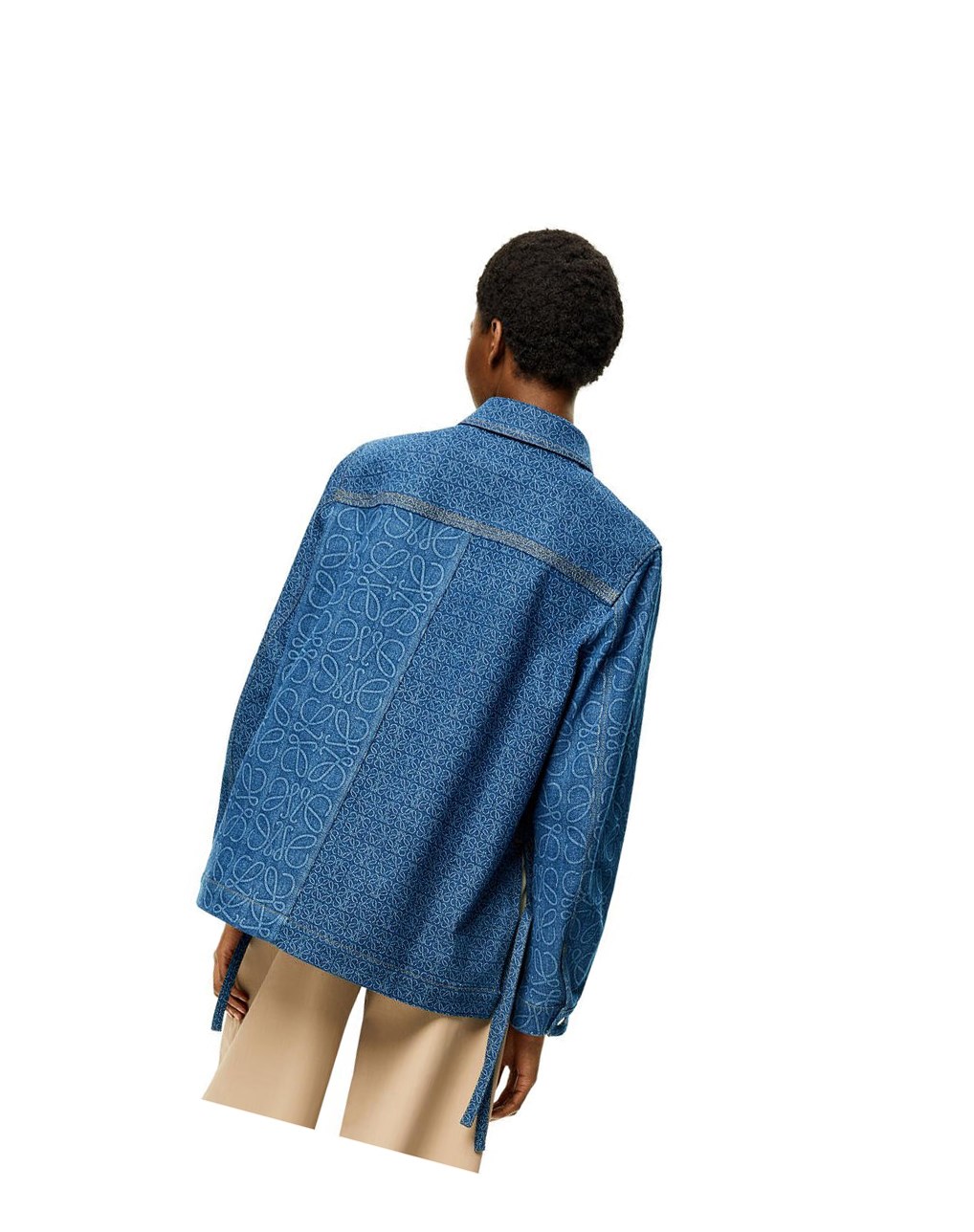 Loewe Anagram workwear jacket in denim Indigo Bleu | 0628UKPJS