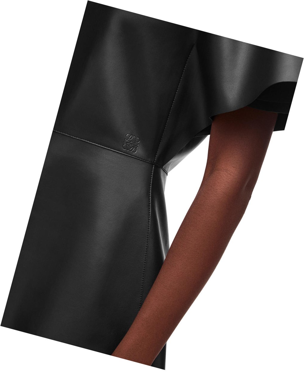 Loewe Asymmetric dress in nappa Noir | 3642EPCBA