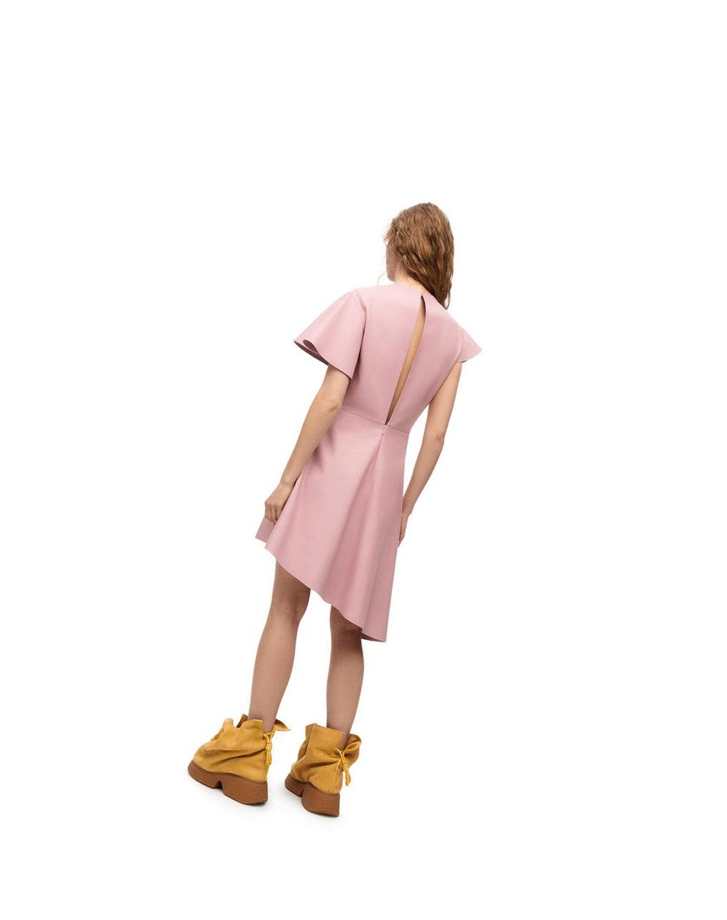 Loewe Asymmetric dress in nappa Rose Clair | 5386EVMBG