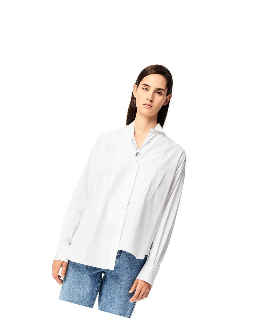 Loewe Asymmetric shirt in cotton Blanche | 6391JTYDX