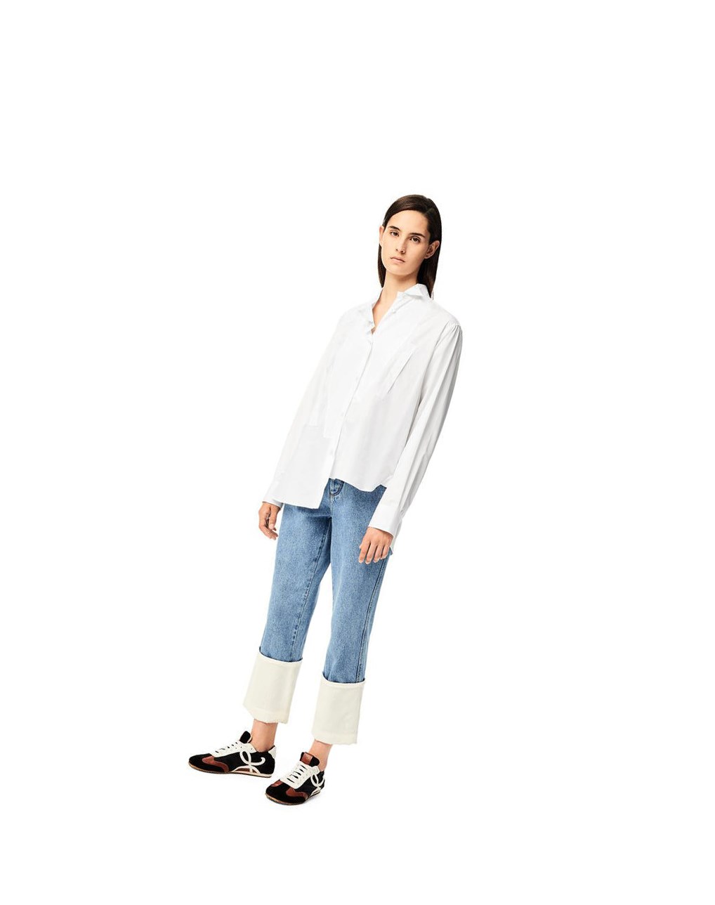 Loewe Asymmetric shirt in cotton Blanche | 6391JTYDX