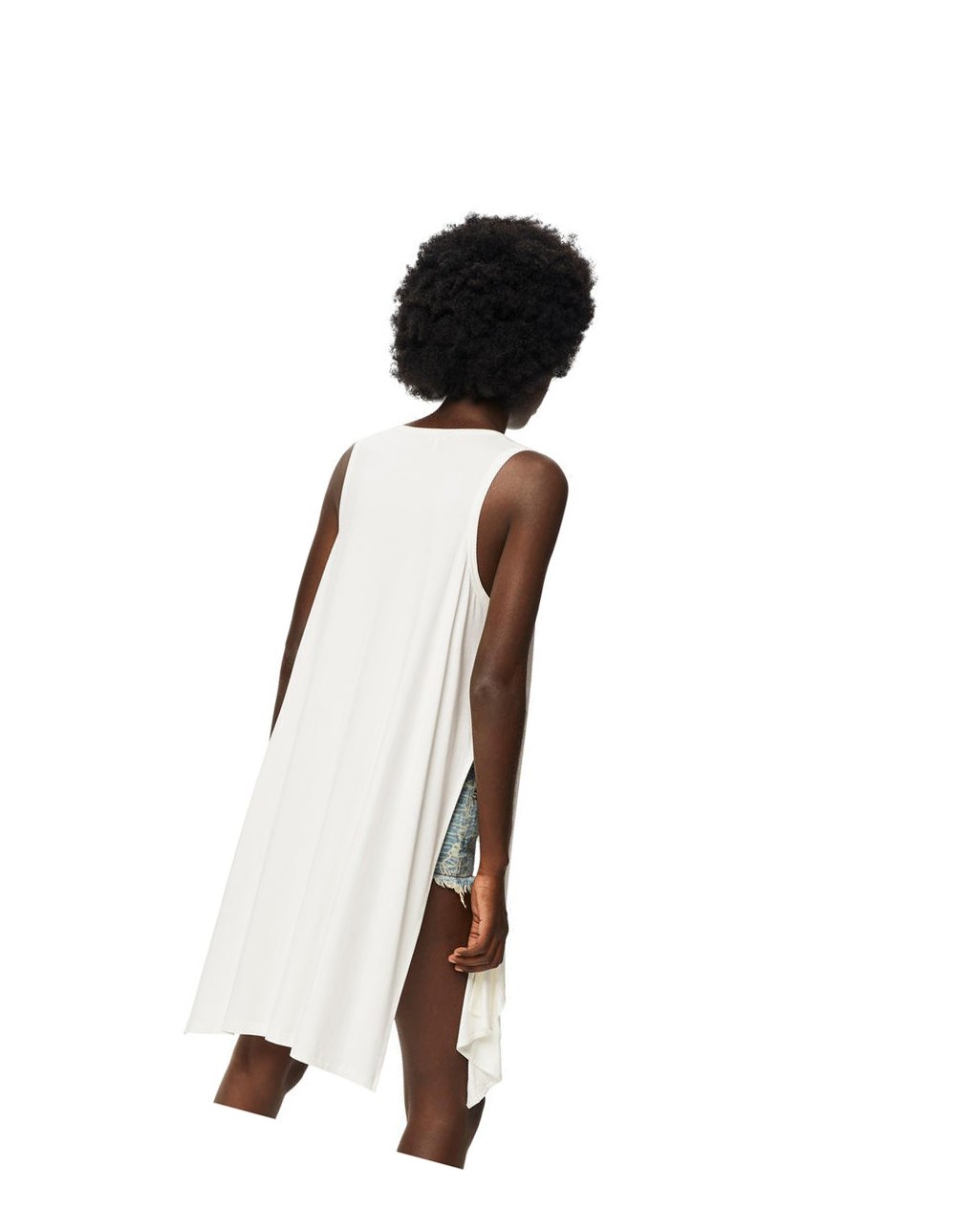 Loewe Asymmetric tank top in viscose Blanche | 5640WOEIM