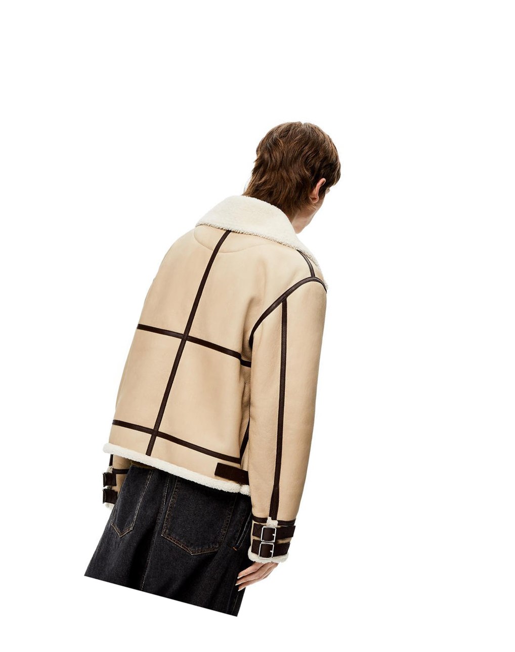 Loewe Aviator jacket in shearling Blanche Marron | 5136WQTUJ