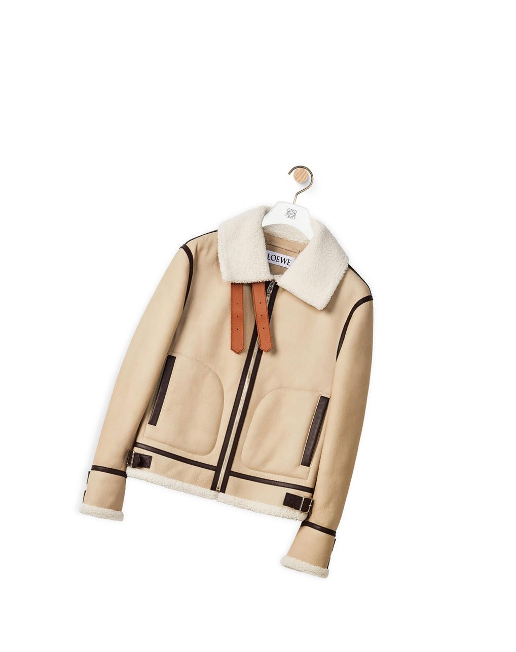 Loewe Aviator jacket in shearling Blanche Marron | 5136WQTUJ