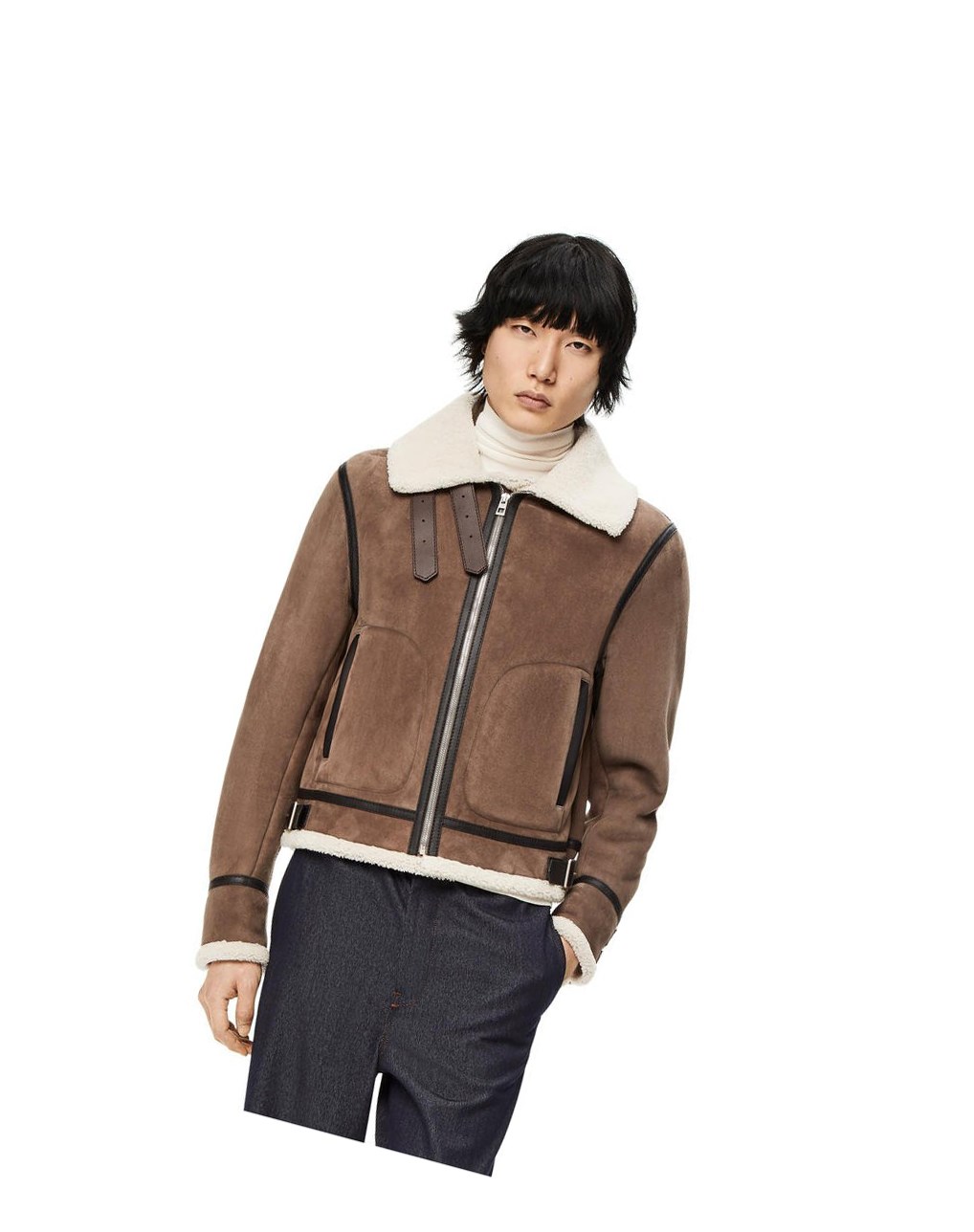 Loewe Aviator jacket in shearling Natural / Taupe | 0357BYVXK