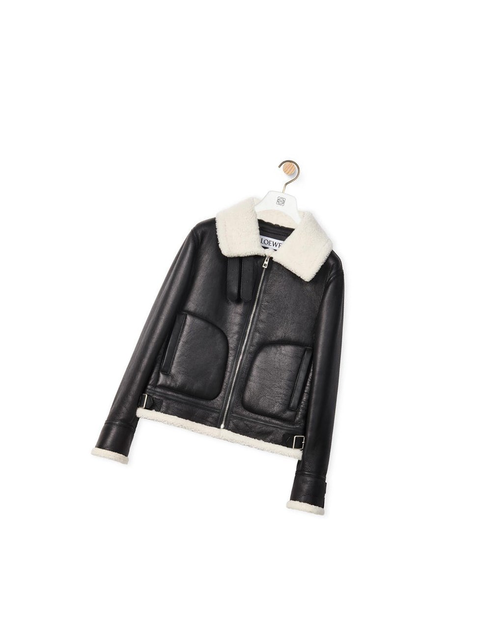 Loewe Aviator jacket in shearling Noir Blanche | 6379JCVQR