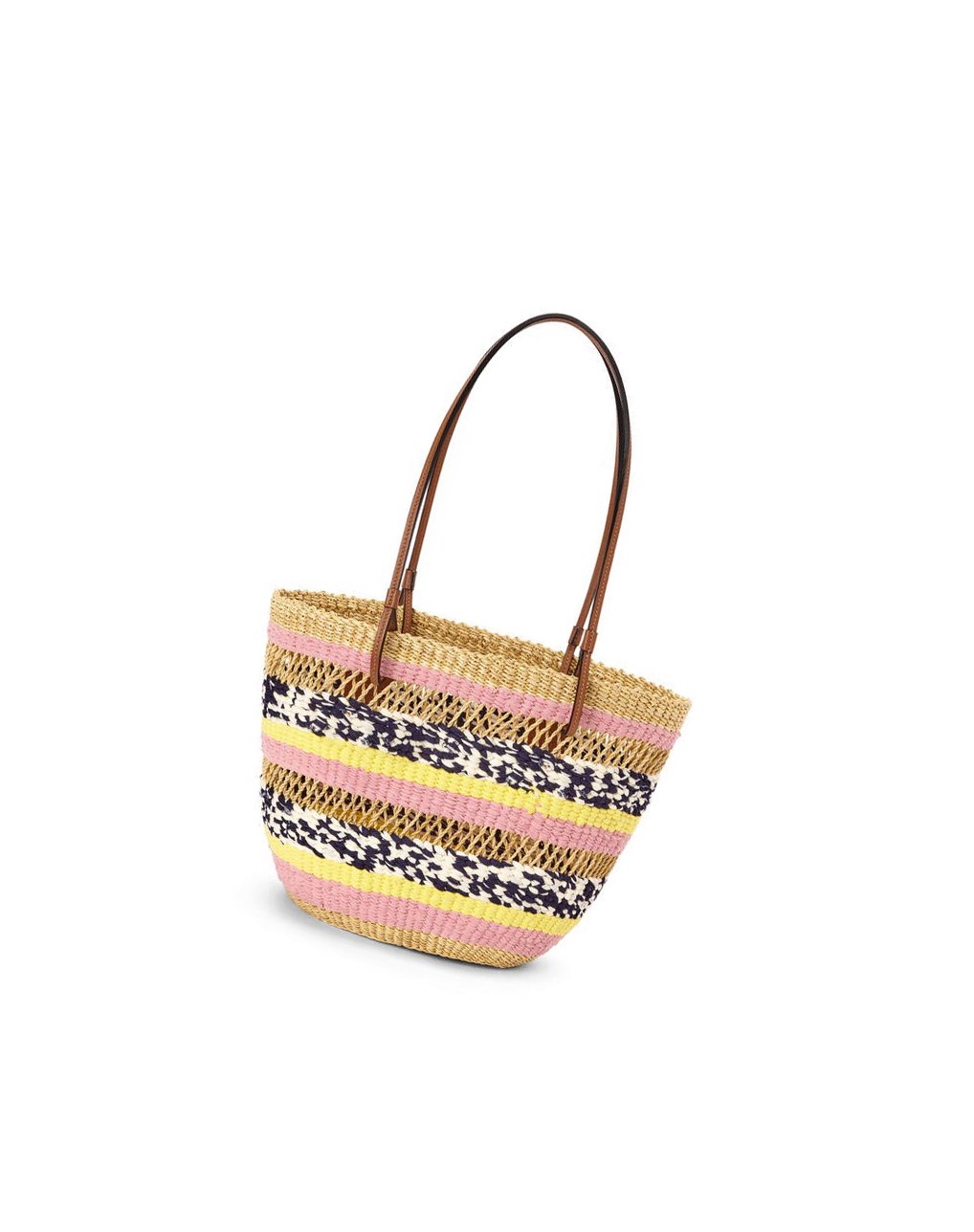 Loewe Basket Tote in elephant grass and calfskin Rose | 5826BELXV