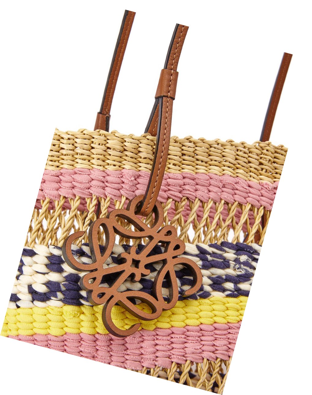 Loewe Basket Tote in elephant grass and calfskin Rose | 5826BELXV